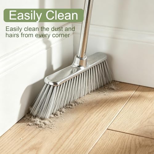 Indoor Soft Bristles Angle Sweeping Broom with Long Handle for Kitchen Hardwood Floor Cleaning (Broom)