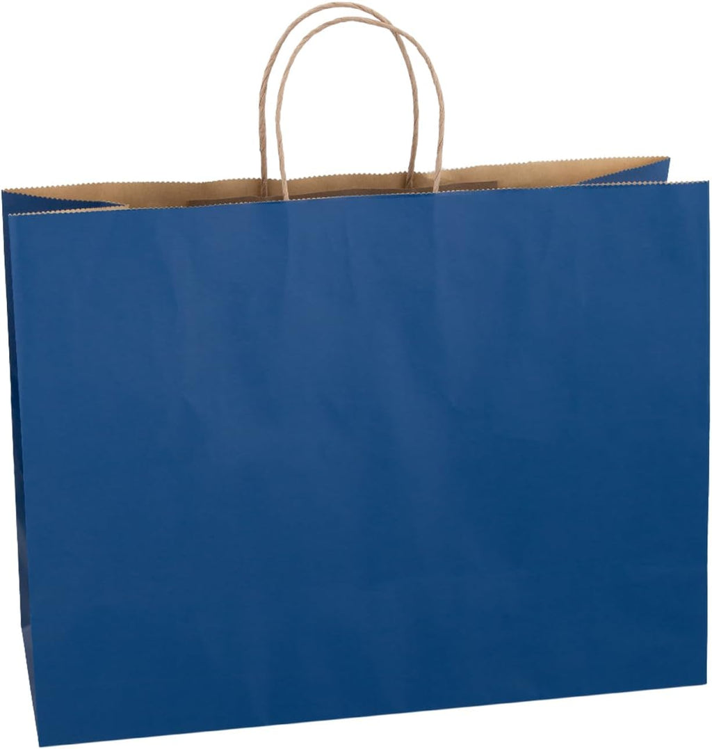 Navy Blue Extra Large Paper Gift Bags with Handles Bulk (70 Pack, 16x6x12 Inch) - Big Heavy Duty Kraft Paper Bags for Wedding, Birthday, 4th of July, Business Gifts,Shopping
