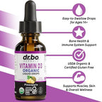 Vitamin D3 Liquid Drops Organic - Vegan VIT D Liquid Vitamin D for Adults & Kids Oil 4000 IU Vegan Organic D3 Drops Sublingual Supplement - Immune & Bone Health VIT Supplements, Non-GMO 30 Servings