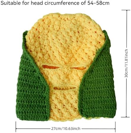 Knitted Corn Balaclava Mask, Unisex Winter Pullover Beanie Hat Neck Warmer Halloween Cosplay Dress Up for Men Women Yellow