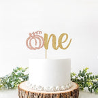 Pumpkin One Cake Topper, Little 1st Birthday Decorations, Girl Baby Shower Party Supplies, Rose Gold Glitter