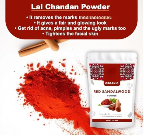 Generic Red Sandalwood Face pack Powder for Women | 100% Pure, Natural No Chemical | Laal Raktha Chandan for Healthy Glowing Skin & De-Tan | for Puja, Skin & Face Care -100 gm