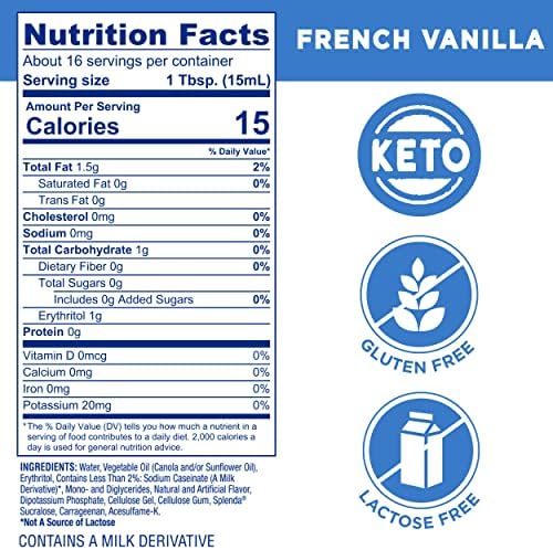 SPLENDA Sugar Free, Low Calorie French Vanilla Coffee Creamer, 8 Fl Ounces Bottle