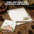 Decorably 3-Ply 100 Pack Disposable Cocktail Woodland Baby Napkins - 5x5in 4 Forest Animals Designs Folded Square, for Beverage, Appetizers, Dinner, Tea & Garden Party, Birthday, Wedding, Baby Shower