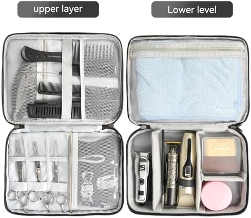 Barber Case Barber Tool Bags Barber clipper Bag Barber Cases for Clippers and Supplies Professional Barber Accessories Kit Hair Cutting Scissors Storage Bag Shaving Kits (Black)
