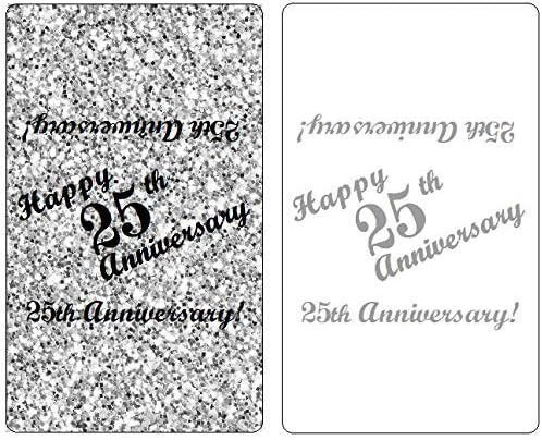 25th Anniversary Miniatures Candy Bar Wrapper, (Set of 60) Mini Candy Chocolate Bar Stickers; Silver and White, Candy Not Included. Made in USA