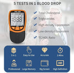 URIT 5 in 1 Lipid Test Kit with 10 Cholesterol Test Strips for Home Use (PFS-30A