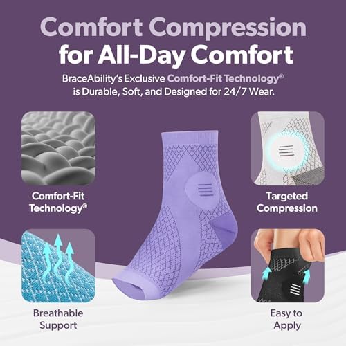 BraceAbility Neuropathy Socks (Pair) - Peripheral Neuritis Compression Diabetic Toeless Foot Sleeves for Nerve Damage Pain in Feet, Ankle Gout, Plantar Fasciitis Relief Brace for Men and Women (L - Black)