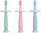 PandaEar 3 Pack Silicone Baby Toothbrush Teethers - Teething Toys Training Oral Care for Infants 0-12 Months+