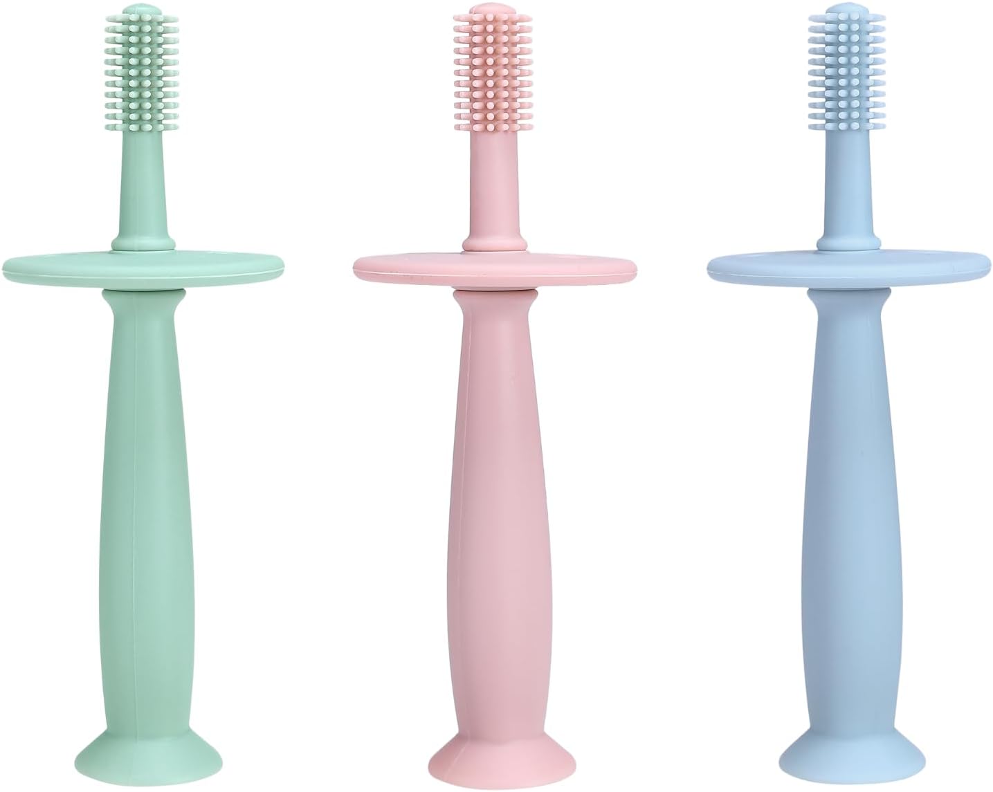 PandaEar 3 Pack Silicone Baby Toothbrush Teethers - Teething Toys Training Oral Care for Infants 0-12 Months+
