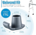 Gulfmew 4 Pcs Medical Products Walker Glide Skis Feet Covers Universal Fit Walker Accessories for Seniors Replacement Grey with Fabric Covers