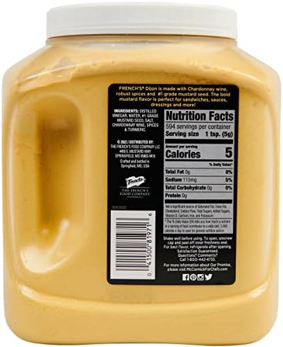 French's Dijon Mustard, 105 oz - One 105 Ounce Bottle of Dijon Mustard with Chardonnay, Perfect for Creating Signature Sides and Entree Recipes