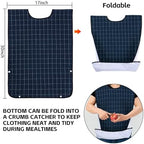 XKDOUS 2pcs Adult Bibs For Men Washable, Reusable Waterproof Large Bibs For Adult, Clothing Protector With Crumb Catcher, Blue & Black Bibs For Eating, Feeding Elderly Senior Citizens Gifts