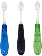 RADIUS Tour Travel Brush & Case with Replaceable Brush Head ADA Accepted Toothbrush Improve Gum Health - Blue Smoke Green - Pack of 3