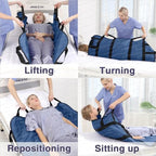 Positioning Bed Pad with Reinforced Handles 43" x 36" Patient Transfer Sheet Aid Assistant for Body Lifting, Turning, Repositioning, for Elderly, Incontinence, Caregiver, Navy Blue