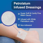 Petrolatum Gauze Non Adherent Dressings 3x9, 12 Pack Box, Fine Mesh Gauze Wound Dressing Infused with White Petroleum Jelly for Exuding Wounds, Burns - Latex Free Occlusive Bandages