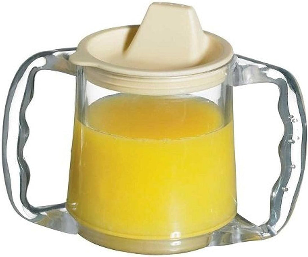 NRS Healthcare Two Handled Caring Mug Plastic - with Spout Lid