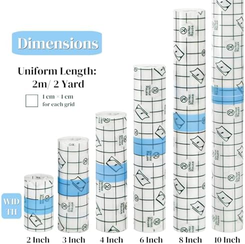 6-Size Waterproof Stretch Adhesive Bandage, Transparent Film Dressing for Tattoo Aftercare, Clear Second Skin Dressing Tape for Shower Swimming Wound Initial Healing, No Residue (2"-10"x6.5ft)