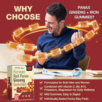 Sapotax Korean Red Panax Ginseng Supplement Gummies - Iron Supplements for Women & Men - Iron Gummies with Vitamin C, B6, B12, Potassium & Magnesium, Vegan - 90 Count