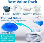 Commode Bucket with Liners and Absorbent Pads - Commode Bucket Replacement Universal Fit - 30 Disposable Bedside Commode Liners and 30 Pads for Adult Commode Chairs, Portable & Camping Toilet Bags