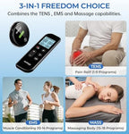 NURSAL Wireless TENS Unit Muscle Stimulator, Dual Host TENS EMS Machine for Pain Relief, 18 Modes 20 Intensity Remote Control Pulse Physical Electrotherapy for Back Shoulder Pain (2 Pads)
