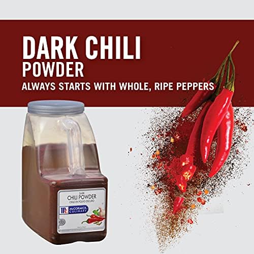 McCormick Culinary Dark Chili Powder, 5.5 lb - One 5.5 Pound Container of Bulk Dark Chili Powder Seasoning for a Sweet, Earthy Flavor, Best on Nachos, Enchiladas, Mexican Dishes and More