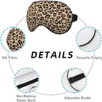 Leopard Print Sleep Mask Eye Mask Animal Skin Brown Sleep Mask Light Blocking Adjustable Smooth Soft Eye Masks for Women Deep Rest Travel