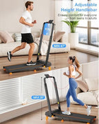 Walking Pad Treadmill with 15% Incline/Adjustable Height, Upgraded 3.5HP Walking Pad with Handle Bar, 4 in 1 Foldable Under Desk Treadmill, Electric Portable Treadmills for Home 350LBS, LED Display