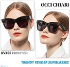 OCCI CHIARI Oversized Reader Sunglasses Women 2.0 Full Lens Reading Sunglasses 1.0 1.25 1.5 1.75 2.0 2.25 2.5 2.75 3.0 3.5 (Black, 2.00)