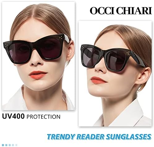 OCCI CHIARI Oversized Reader Sunglasses Women 1.5 Full Lens Reading Sunglasses 1.0 1.25 1.5 1.75 2.0 2.25 2.5 2.75 3.0 3.5 (Black, 1.50)