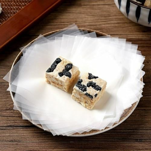 500Pieces Glutinous Rice Paper Edible Rice Paper Wafer Papers Edible Candy Wrappers 2.56x3.15 inch For Baking and Cake Decorating Cupcakes Sushi Candy Caramel Toffee Rice