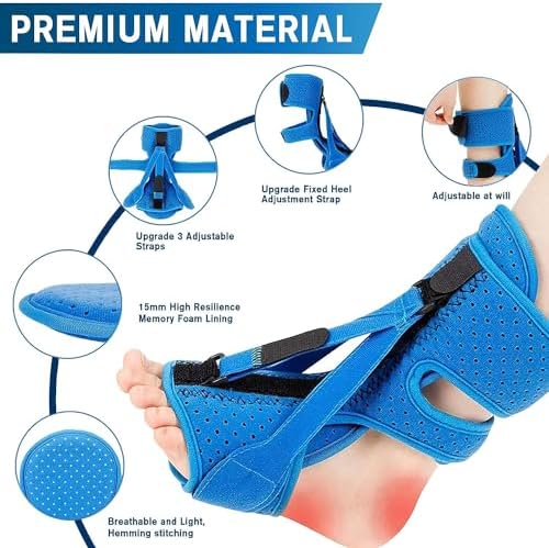 Plantar Fasciitis Night Splint-Upgrade 3 Adjustable Planter Facetious Relief Brace,Plantar Fasciitis Relief Women Men Straps,Support Relief Foot Drop Achilles Tendonitis Day Night(Blue-1PC)