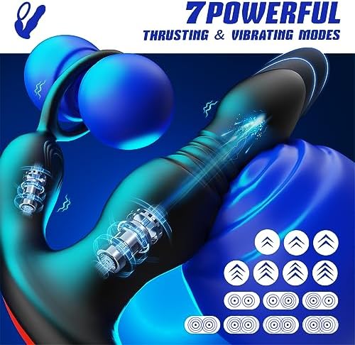 BEISAR Prostate Massager Anal Vibrator Thrusting Vibrating 7 Modes with Cock Ring Anal Plug Anal Sex Toys P Spot Massager Male Sex Toys for Men Dildos Women Couples AI Sync Remote Control Anal Beads