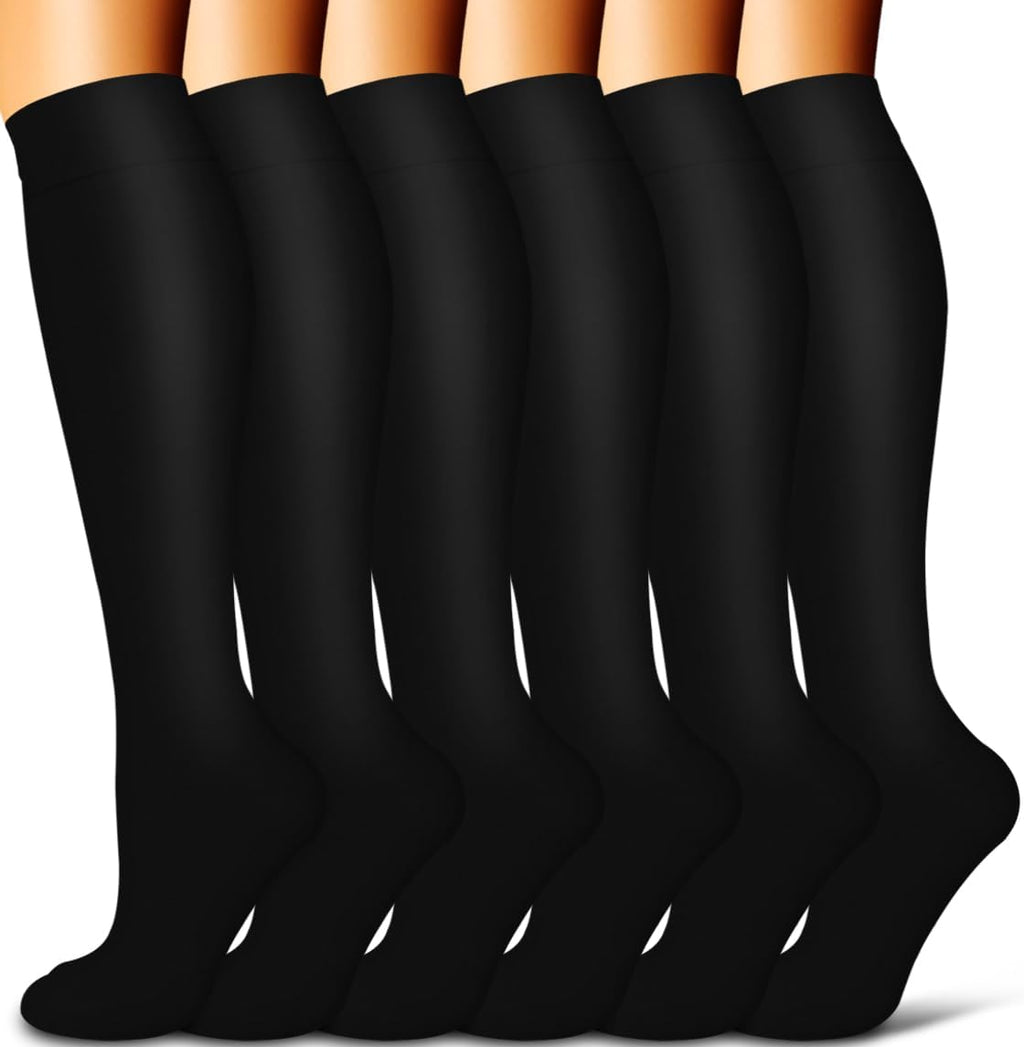 Copper Compression Socks for Women and Men(6 Pairs)-Best Support for Running, Athletic, Nursing, Travel