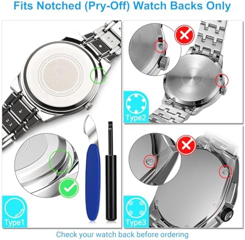 4PCS Watch Repair Kit with Battery Replacement Tool, Back Case Opener & Spring Bar Tool (Band Remover) - Universal Easy to Use at Home, Includes Microfiber Cloth, Great Value for Most Watches