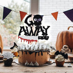 Black Glitter Go Away Cake Topper, Have A Killer Birthday/Happy Halloween/I Put A Spell on You, Halloween Themed Bairthday Party Decorations Supplies