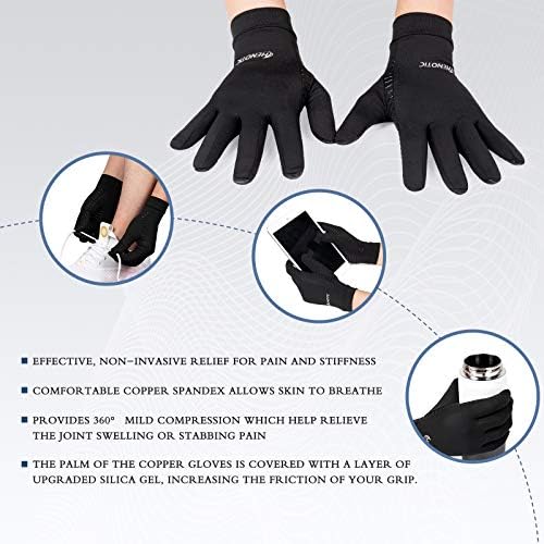 2 Pairs Copper Arthritis Gloves for Women Men, Touch Screen Anti-Slip Arthritis Compression Gloves for Relieving Carpal Tunnel Aches, Rheumatoid Pains, Joint Swell