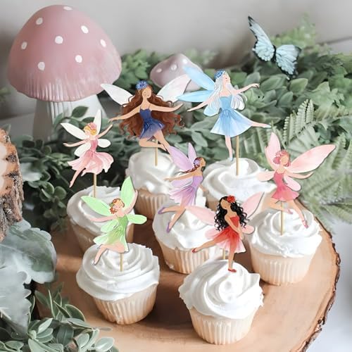 48psc Fairy Cupcake Toppers for Fairy Birthday Party Decorations,Fairy Party Decorations,Fairy Birthday Party Decorations