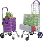 Shopping Trolleys,Shopping Cart Trolley Folding Cart Trailer Trolley Portable Home Elderly Goods Small Cart Climbing Stairs Purple,4 Wheels,31x38x34CM Multifunctional