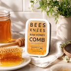 Bees Knees Raw Honeycomb | 100% Edible, All-Natural Gourmet Honey comb in Double Sealed Packaging | Acacia Honey with Sweet, Light Flavor | Foodie Gifts, Unique Cooking Gift Ideas (7 oz)