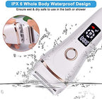 Electric Lady Shaver Bikini Trimmer, Wet & Dry Rechargeable Cordless Painless Electric Razor for Women, LED Display Razor for Legs Underarms (White)