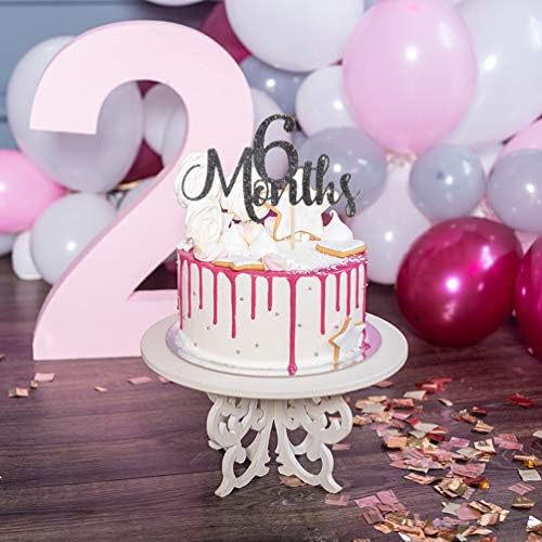6 Months Cake Topper Black Glitter Baby 1/2 Birthday Cake Topper Baby Shower Party Decorations