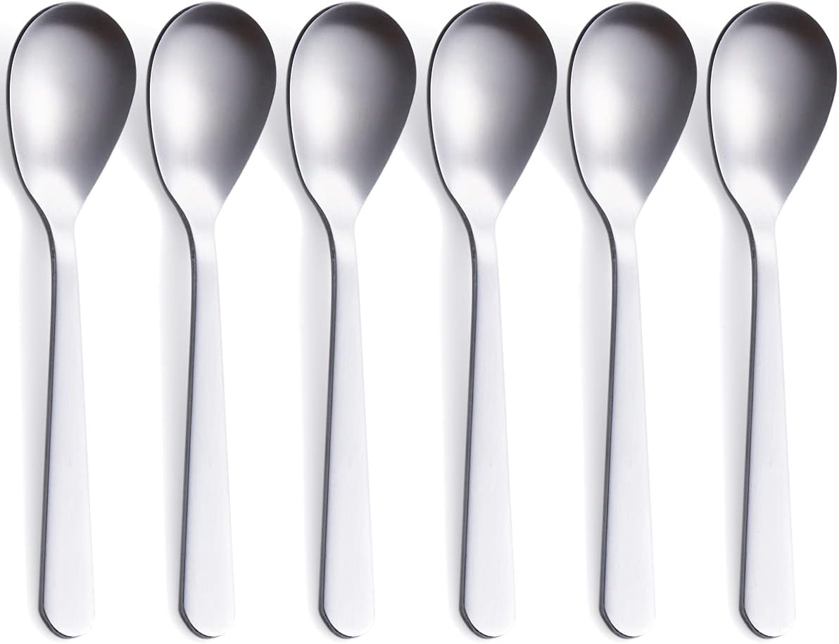 Demitasse Espresso Spoons, Stainless Steel Satin Finish Coffee Spoons, Mini Teaspoons, Sugar Spoons, 4.7-inch, Set of 6, Silver, 6-PIECE, 1