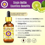Deve Herbes Pure Bergamot Essential Oil (Citrus bergamia) with Glass Dropper Natural Therapeutic Grade Steam Distilled 15ml (0.50 oz)