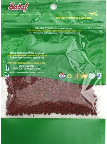 Sadaf Annatto Seed - Annato Seeds for Cooking and Food Flavoring - Achiote Seeds - Spices & Seasonings - Kosher - 1 Oz Resealable Bag
