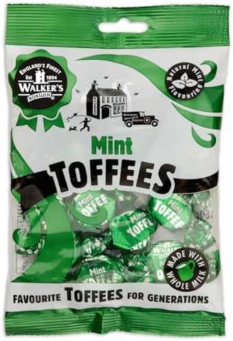 Walkers' Nonsuch Mint Toffee | Made with Whole Milk | Natural Mint Flavor | Imported from UK | Traditional British Candy | Classic English Sweets | 5.29 Oz (Pack of 12)