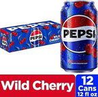 Pepsi Cola Soda, Wild Cherry, 12 Fl Oz Cans (Pack of 12)