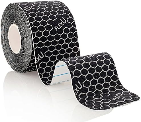 FlexU Black Kinesiology Tape - 3 Roll Pack - 60 Pre-Cut 2"x10" Strips - Hypoallergenic, Long-Lasting Pro-Grade Athletic Tape - Therapeutic Recovery; Best Joint & Muscle Support