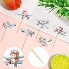 36 PCS Airplane Cupcake Toppers Pilot Aviation plane Cupcake Picks Airplane Plane Cupcake Decoration for Plane Theme Baby Shower Kids Boys Birthday Party Cake Decorations Supplies Blue