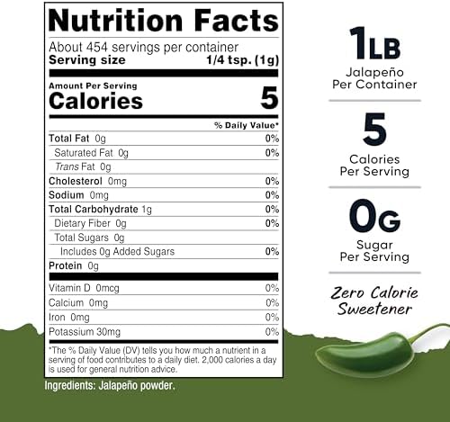 Nutricost Pantry Jalapeño Powder (1 Pound Per Bottle) - Pure Powdered Jalapeño :: Great for Spicy Snacks, Cooking, Soups, Salsa, and More!